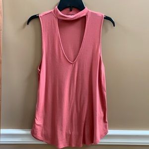 Choker Neck Tank Top with V Cut Chest